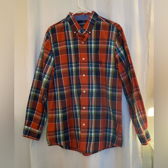 Chaps Long Sleeve Button Down Bright Plaid Casual Dress Shirt.  Size M - Picture 1 of 7